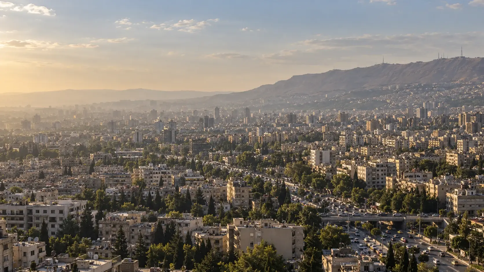 Damascus city skyline, Syria — the capital’s administrative, commercial and residential centre