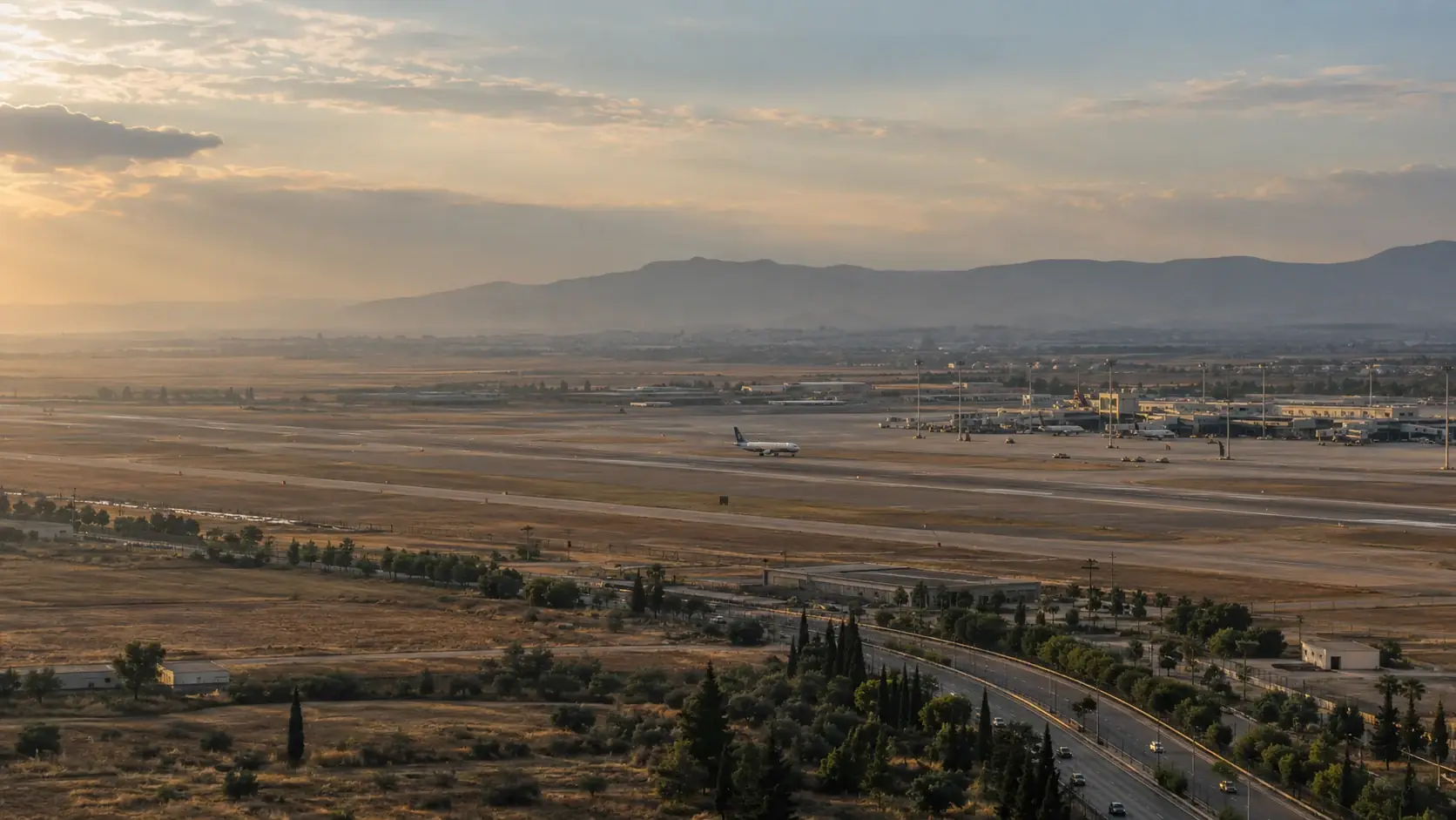 Damascus International Airport, Syria — terminal and runway on the corridor served by Property No. 14